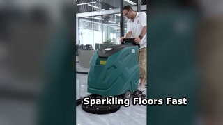 Powerful Floor Scrubber Cleans Fast!